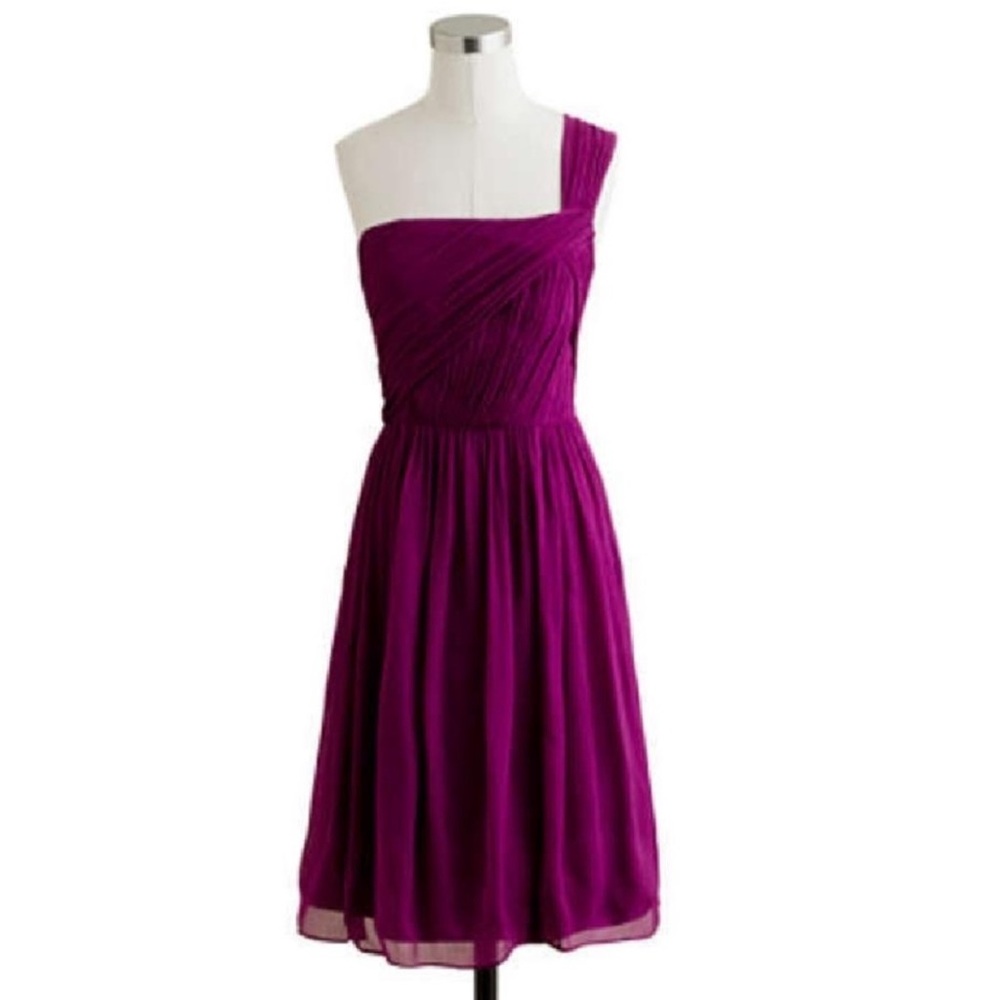 J. Crew Bridesmaid Dress Wedding Formal Size 10 M/L Magenta Purple Pink Chiffon